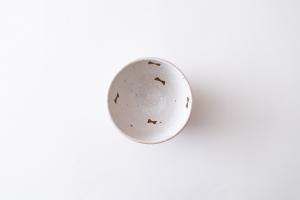 粉引金彩 めし碗(リボン)