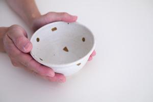 粉引金彩 めし碗(▲◾️)