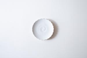 花皿大 フリル 粉引