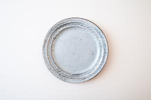 青灰 リーフリム皿 7寸