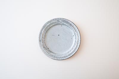 青灰 リーフリム皿 6寸