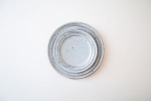 青灰 リーフリム皿 6寸