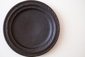 錆釉 リーフリム皿 6寸