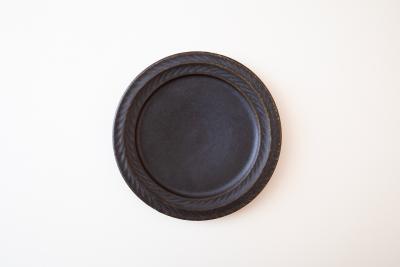 錆釉 リーフリム皿 7寸