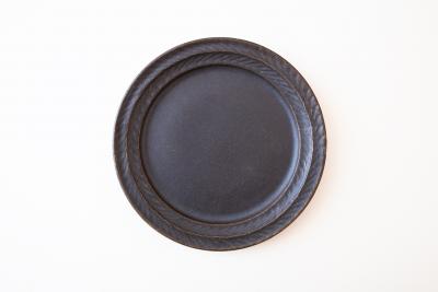 錆釉 リーフリム皿 8寸