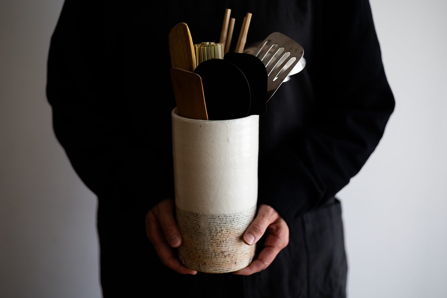 渕荒横彫カトラリースタンド 大