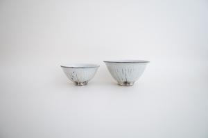 青灰 しのぎめし碗 小