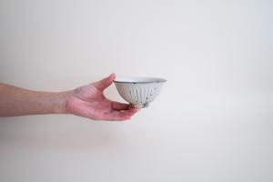 青灰 しのぎめし碗 小