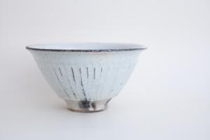 青灰 しのぎめし碗 大