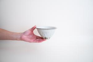 青灰 しのぎめし碗 大