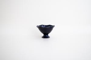 瑠璃釉 輪花高台豆鉢