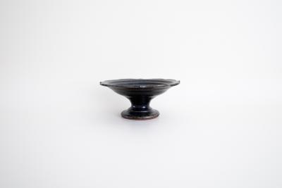 瑠璃釉 彫刻コンポート皿 Φ130