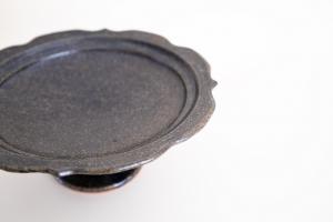 瑠璃釉 彫刻コンポート皿 Φ180