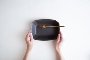 錆釉八角深鉢 小