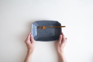 グレー釉八角深鉢 小