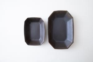 錆釉八角深鉢 大