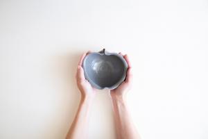 グレー釉りんご鉢 小