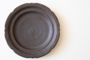 錆釉彫刻皿 6寸