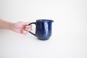 瑠璃釉 リーフピッチャー 小