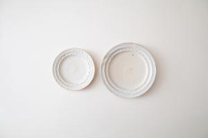 鉄散しのぎリーフリム皿 4寸
