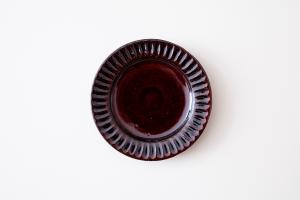 飴釉しのぎ豆皿