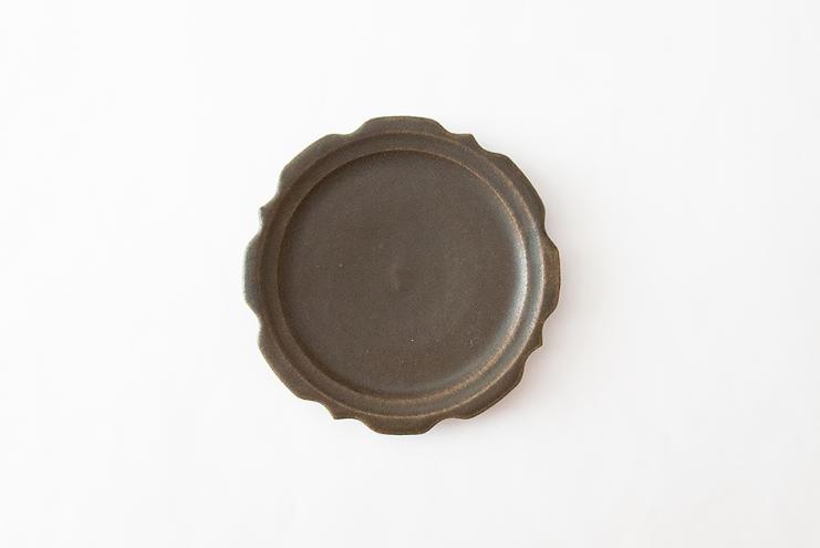 錆釉彫刻皿 5寸