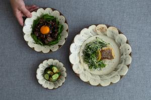 黄刷毛 花浅鉢 4寸