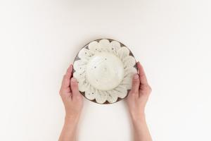 黄刷毛 花浅鉢 6寸