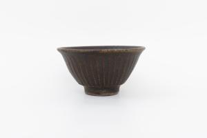 錆釉しのぎ飯碗 小