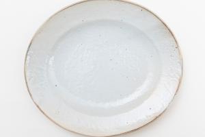 鉄散だ円リム皿 小