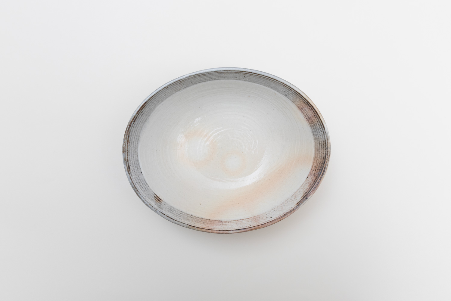 渕荒横彫楕円深鉢 大