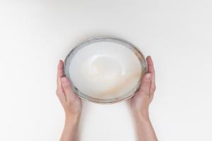 渕荒横彫楕円深鉢 大