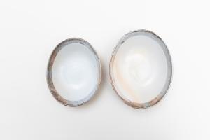 渕荒横彫楕円深鉢 大