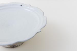 鉄散 彫刻コンポート皿 Φ210