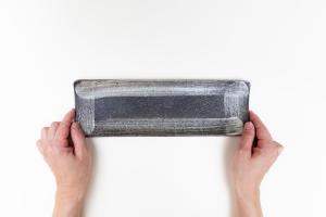 青灰刷毛目 長皿