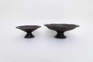 錆釉彫刻コンポート皿 Φ130