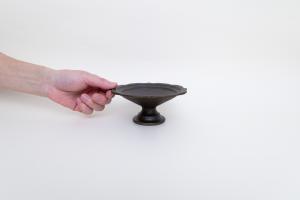 錆釉彫刻コンポート皿 Φ130