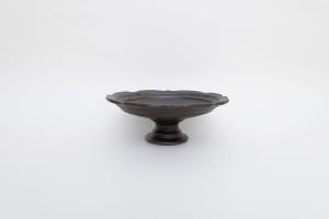 錆釉彫刻コンポート皿 Φ180