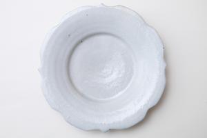 鉄散 彫刻花皿 φ190