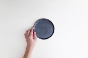 グレー釉 フリルプレート S