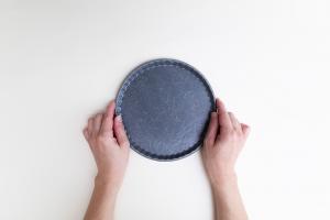 グレー釉 フリルプレート M